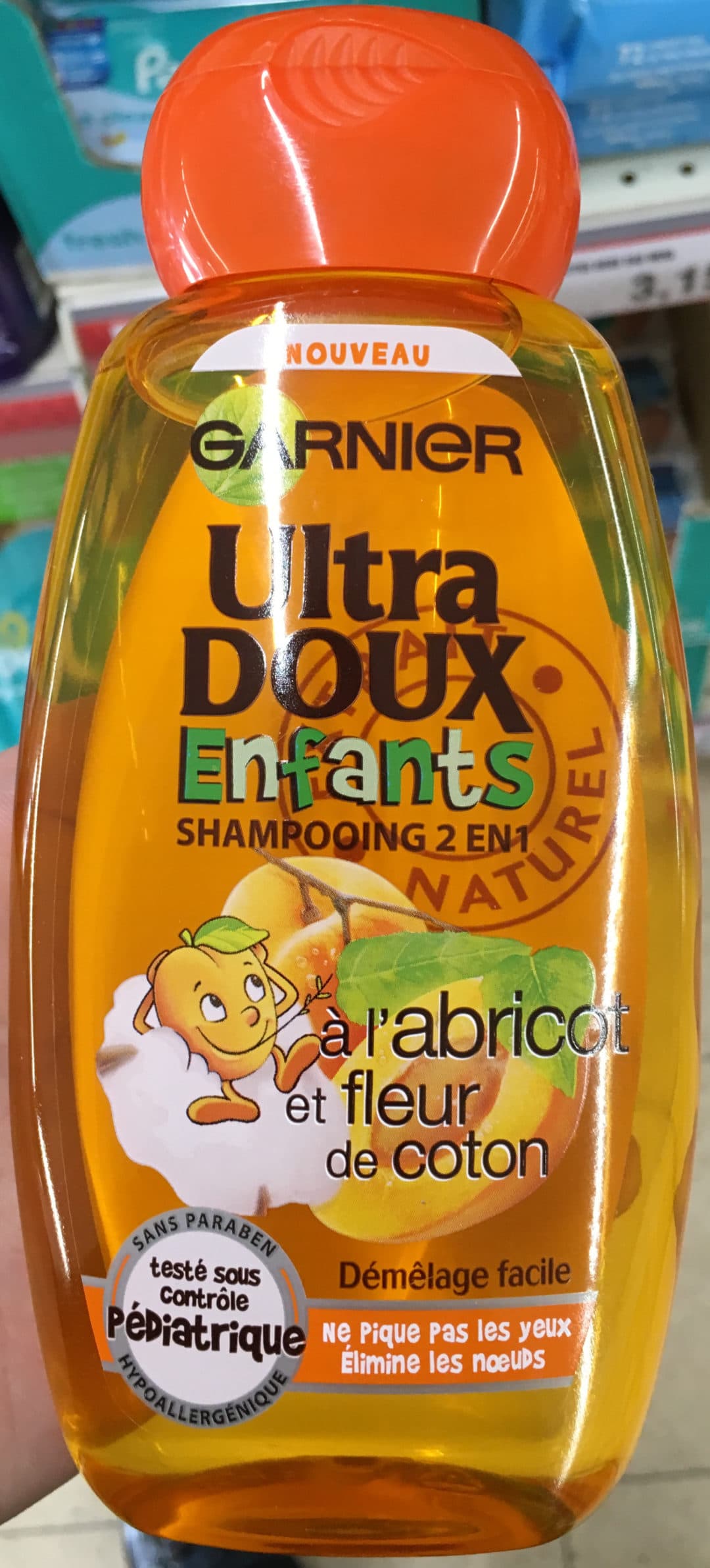 Analyse de Ultra Doux Enfants Shampooing 2 en 1 à l'abricot et fleur de  coton - Garnier,Ultra Doux
